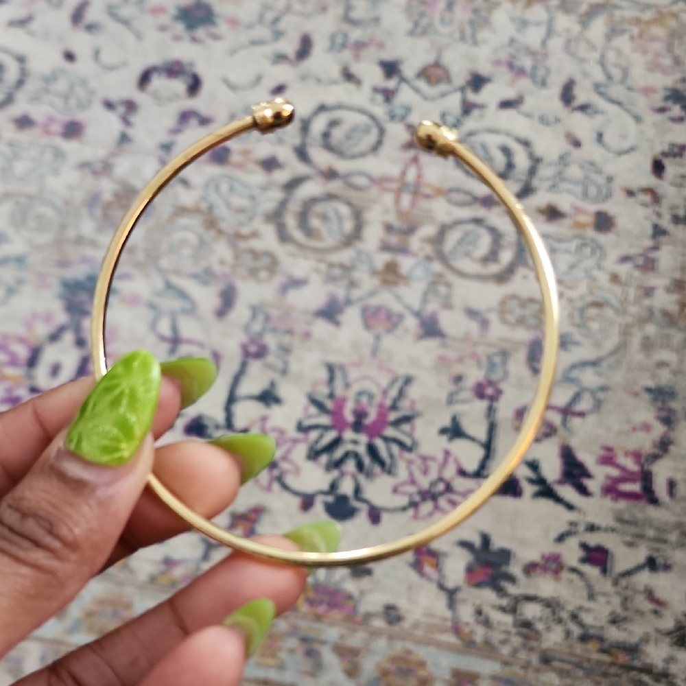 Gold Tone Open Cuff Bracelet Minimalist Classic Adjustable